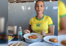 Georgina Rodríguez disfrutando de comida cubana con tostones y ropa vieja.