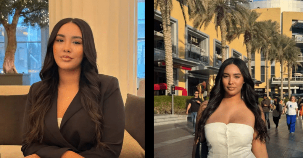 Influencer cubana en Dubái mostrando su estilo de vida diario